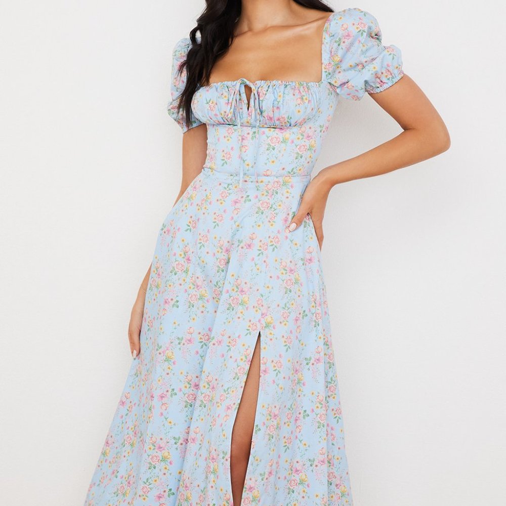 SOLD House of CB Tallulah Blue Vintage Floral Midi Dress